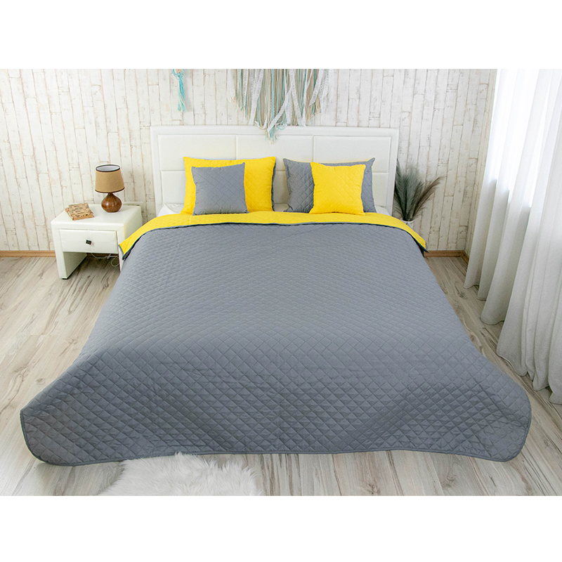 Покривало стьобане Руно Yellow Grey