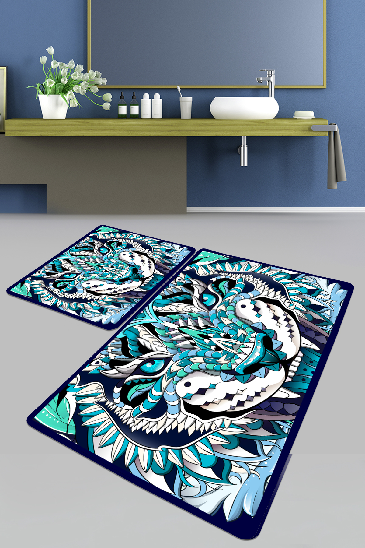 Килимки для ванни Chilai Home BLEU TIGRE BANYO HALISI DJT 50х60 см., 60х100 см.