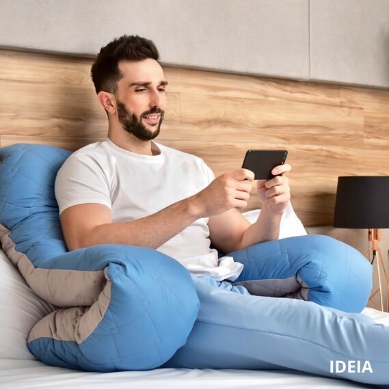 Подушка IDEIA П-подібна для сну та відпочинку світло сіра