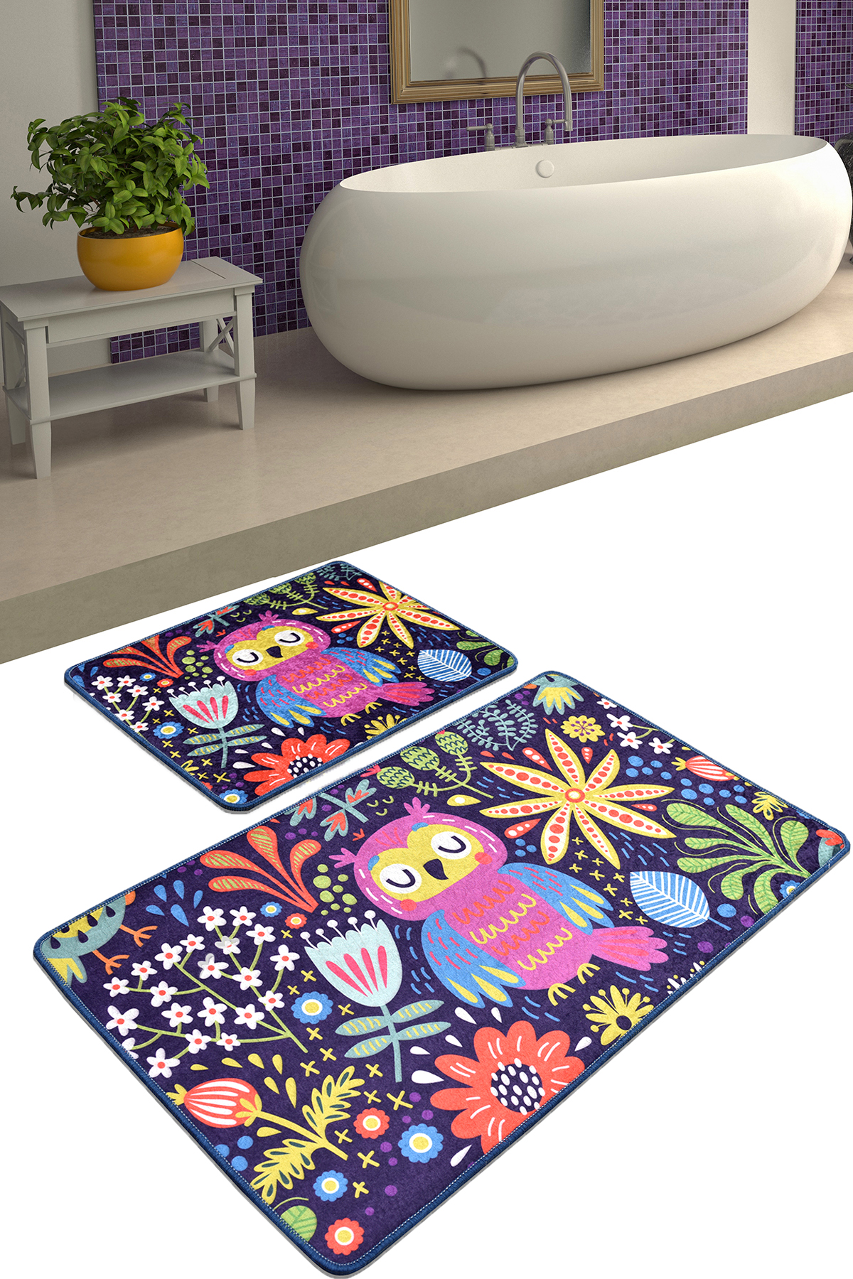 Килимки для ванни Chilai Home OWLS GARDEN DJT 50х60 см., 60х100 см.