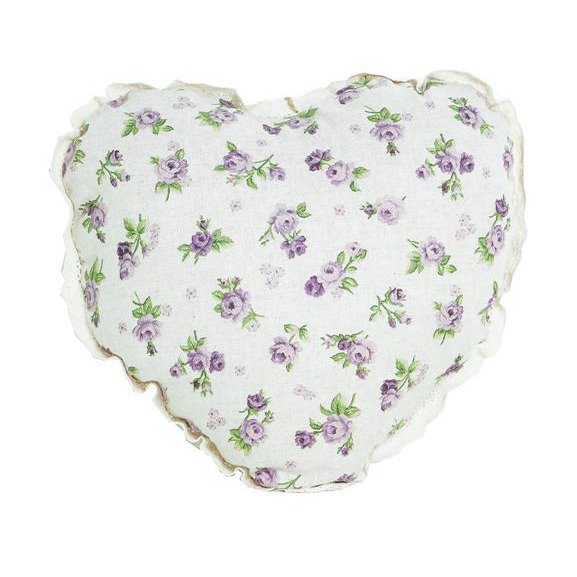 Подушка Прованс Серце lilac Rose з мережкою 28х28 см.
