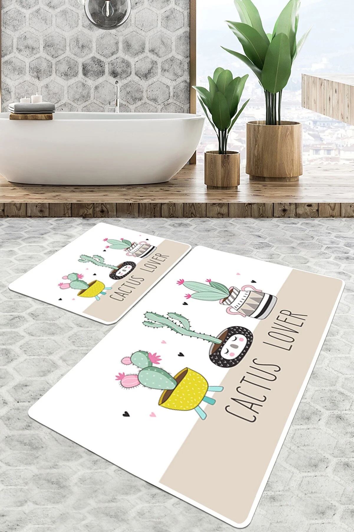 Коврик Chilai Home PINK CACTUS BANYO HALISI DJT 2Lİ